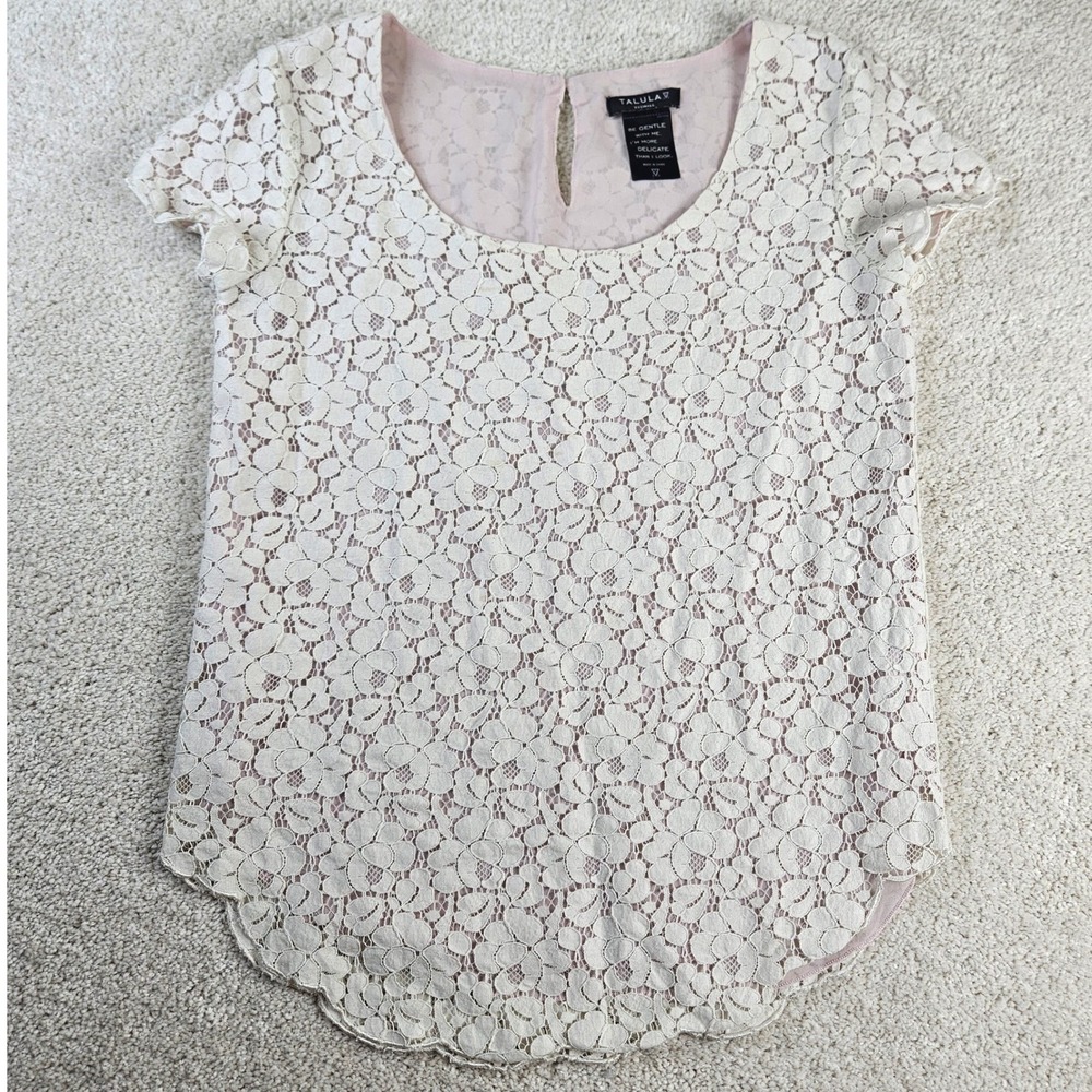 Women's Aritzia Talula Cream Lace Fairy Top Sz XXS Lined Boho Cottage Grannycore